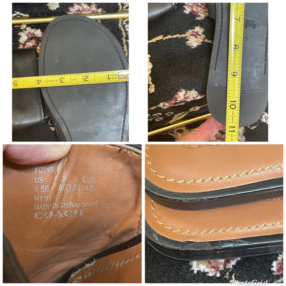 Woman’s COACH 9.5 LEATHER Black Tassel Slide Sandal Slip On - Picture 8 of 16